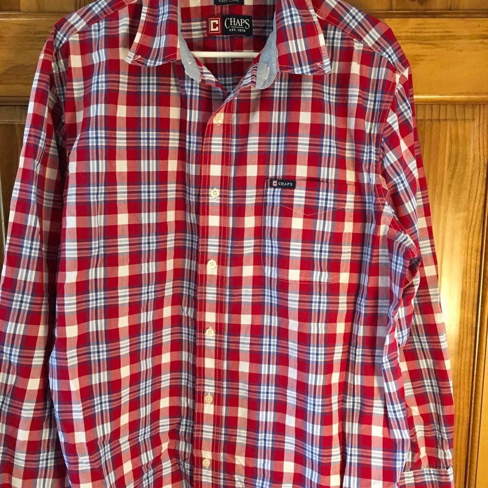 Chaps Red and‎ Blue Checkered Men's Shirt